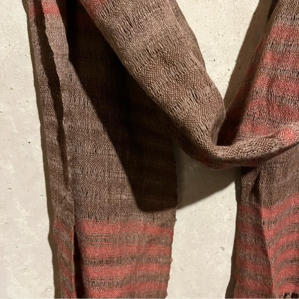 Living Threads NWT Ketzah Multicolor Handmade Woven Boho Scarf Wrap 20x80 Fringe